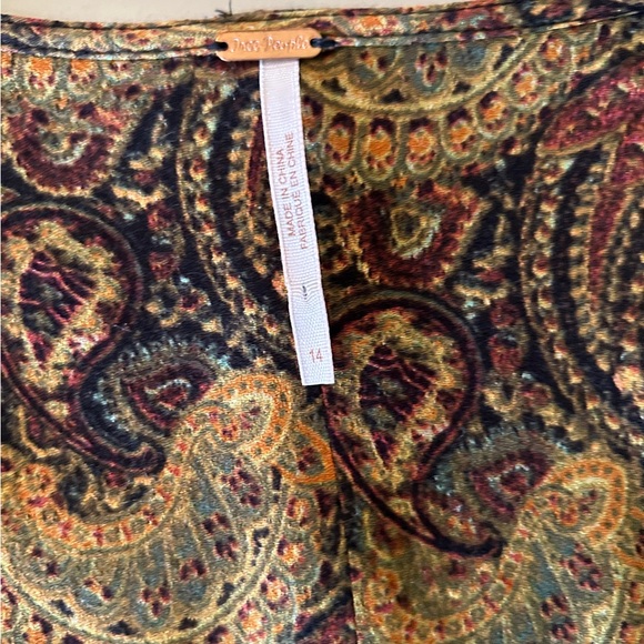 Free People Paisley Maxi Dress Jeweltone muted V neck side zipper size 14 - Picture 2 of 10